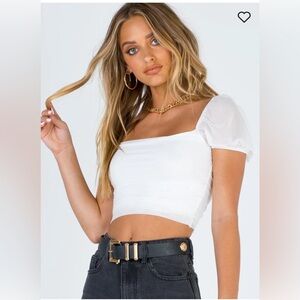 White crop with mesh sleeves